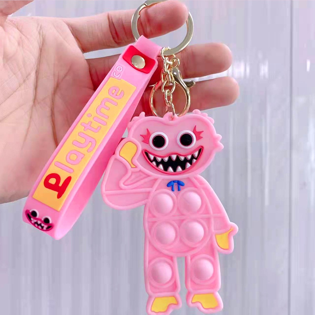 Móc chìa khóa hình Huggy Wuggy Poppy kết hợp đồ chơi giảm căng thẳng cho bé
