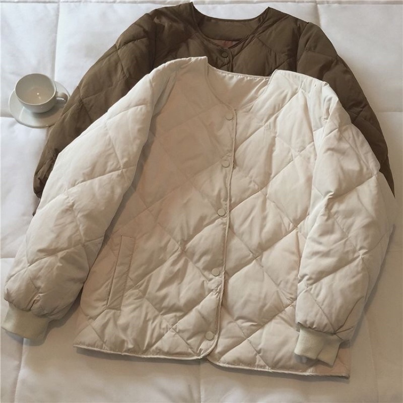 Áo Phao Hoạ Tiết Quả Trám Không Cổ - A004