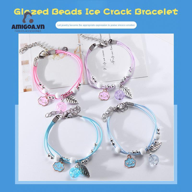 ✨✨Vòng Tay Chuỗi Hạt Thủy Tinh Nhỏ Nhắn Họa Tiết Hoạt Hình Dễ Phối Đồ Thời Trang Cho Nữ