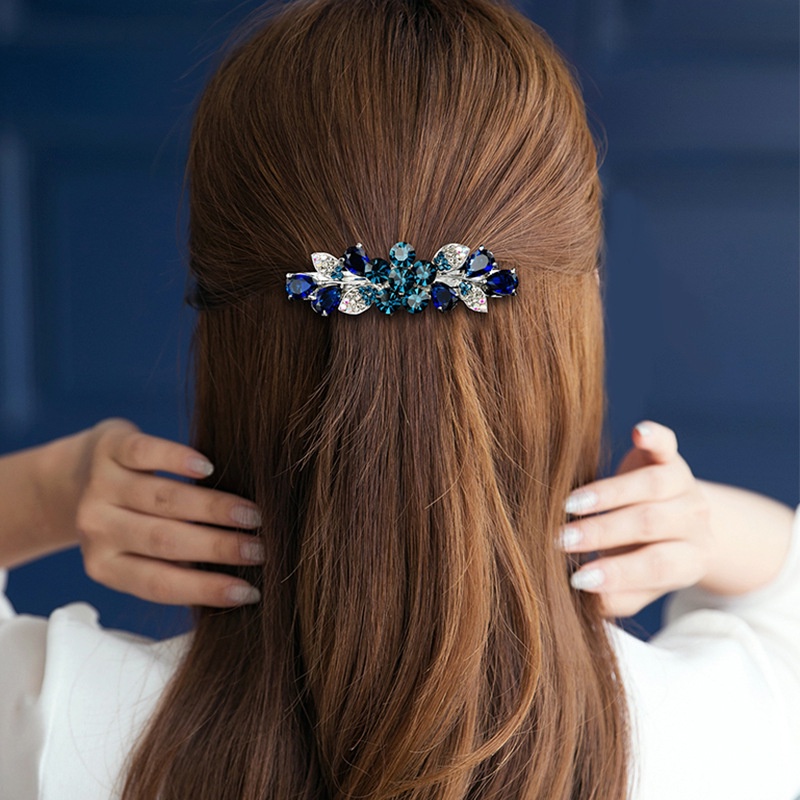 Kẹp Tóc Hình Bông Hoa Đính Kim Cương Giả Đơn Giản