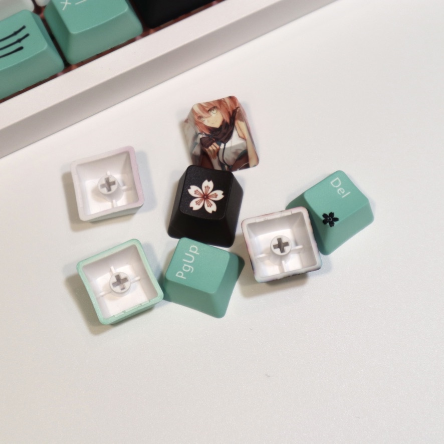 Bàn phím Okita Souji, 123 keycaps PBT keycaps OEM Cấu hình OEM Nhấp đúp vào Okita Souji keycap tiếng Nhật cho bàn phím cơ chơi game, bàn phím cơ