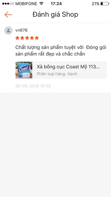 Xà bông cục Coast Mỹ 113g hàng chính hãng lốc 8 cục