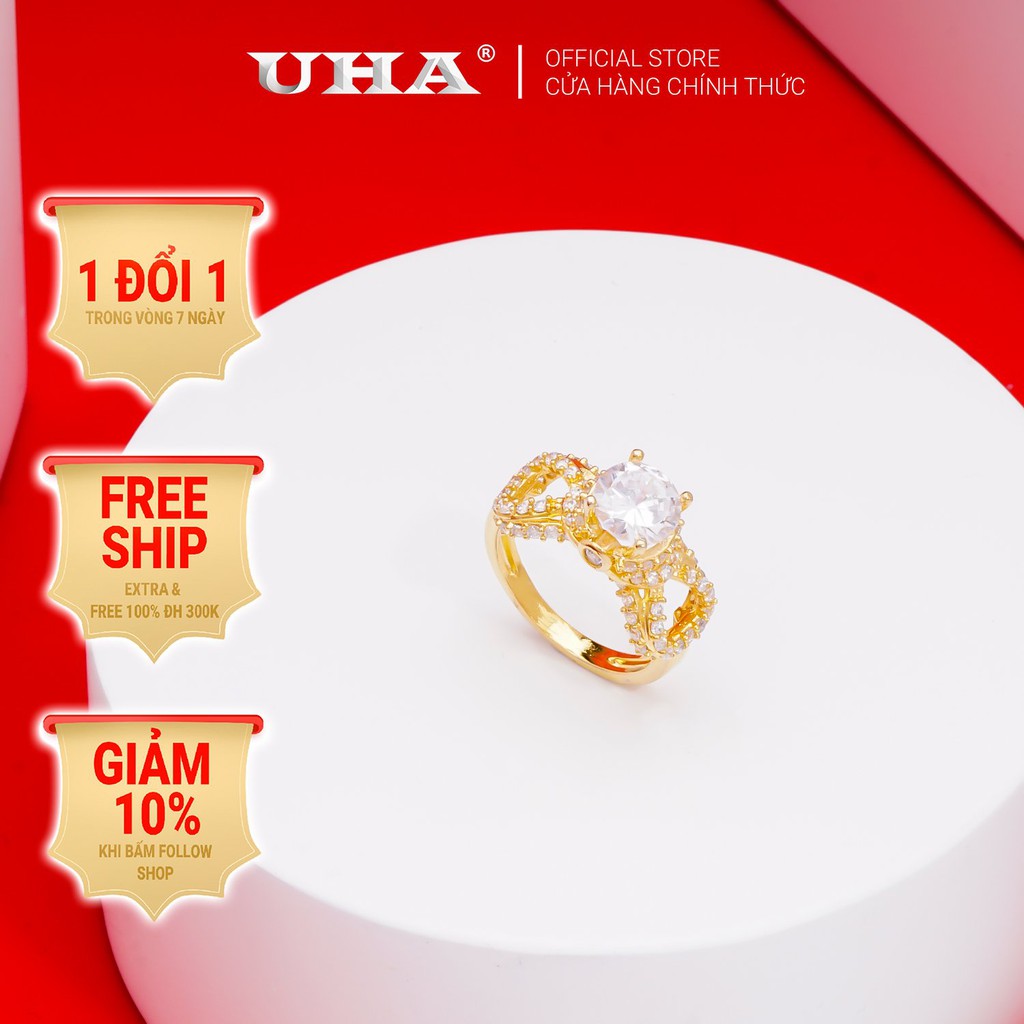 Nhẫn nữ đính xoàn mạ vàng 18K cao cấp (giá tốt nhất) N199144-130