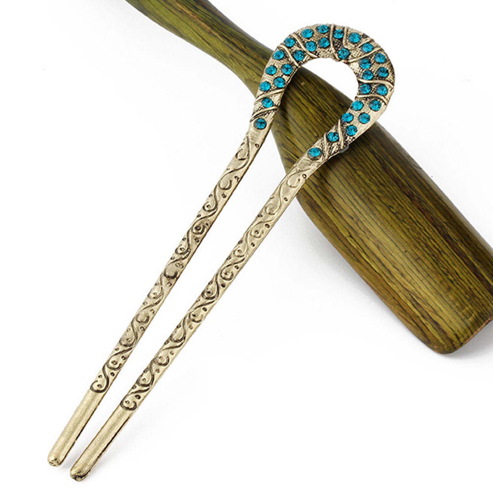 Trâm cài tóc hình chữ U đính đá thiết kế thời trang