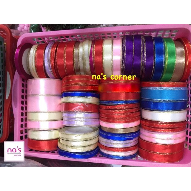 Dây ruy băng lụa hoạ tiết Happy birthday / Tim / best wishes/ chấm bi... 1cm cuộn 20m