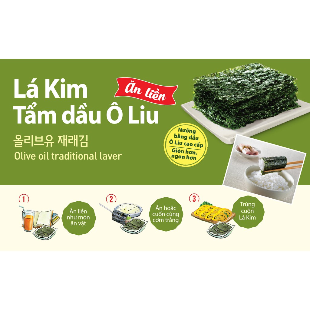 Rong biển O'food - Lá Kim Tẩm dầu Ô Liu ăn liền, cuộn cơm trắng,ăn gỏi cá