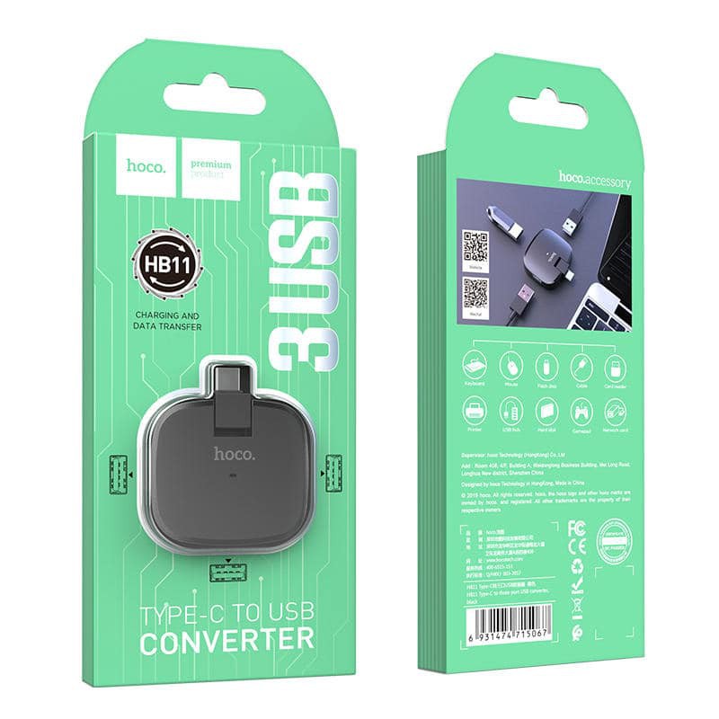 Bộ Chuyển HB11 Type-C Sang 3 Cổng USB Chình Hãng HoCo
