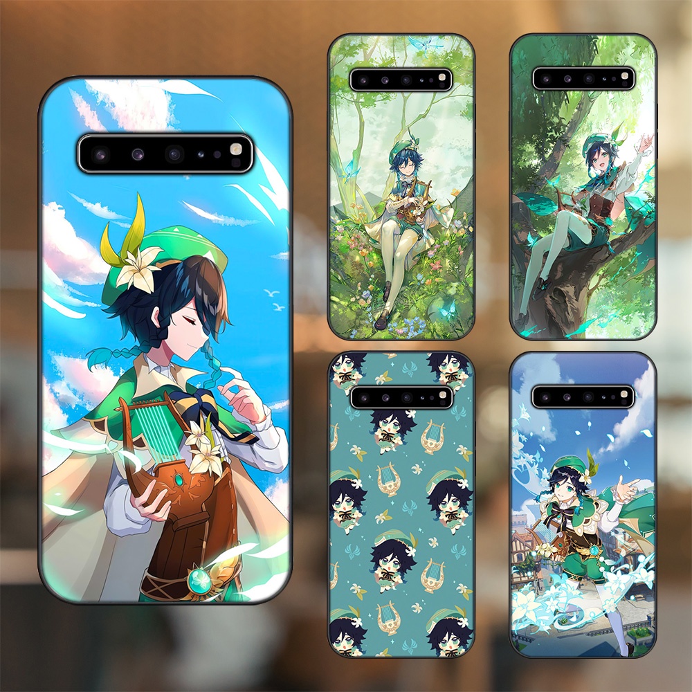 Ốp lưng Samsung S10, S10 5G, S10 Plus viền đen in hình Venti Genshin Impact
