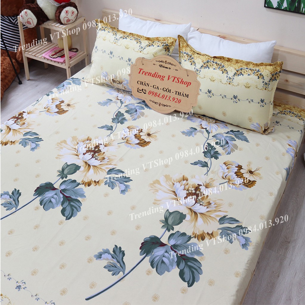 [Giá hủy diệt] Bộ 3 món ga gối chất liệu Poly Cotton  không bai xù, họa tiết đẹp mắt | BigBuy360 - bigbuy360.vn