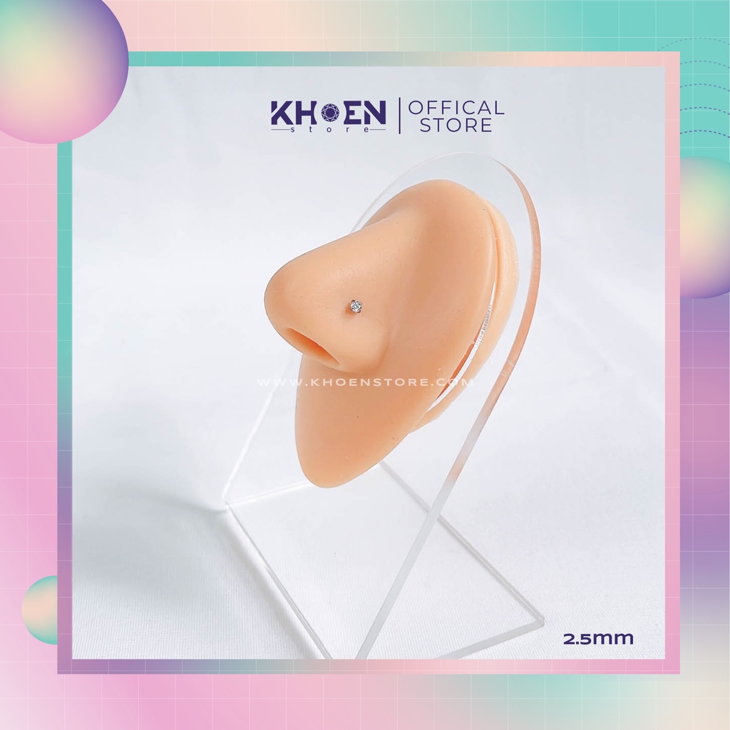 Khuyên mũi chân chữ L đá chấu - Thép không gỉ - Khoen Store