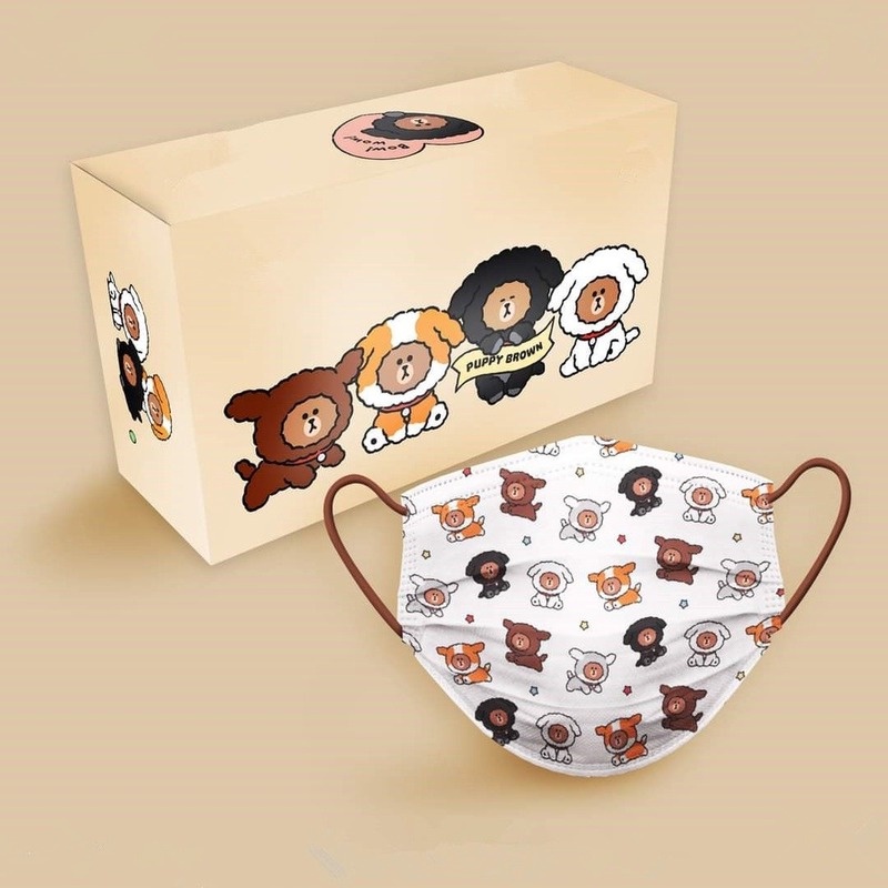 Set 5/10/20/30 Khẩu Trang In Họa Tiết Hoạt Hình Line Friends &amp;Bt21 Cho Người Lớn 5/10/20/30