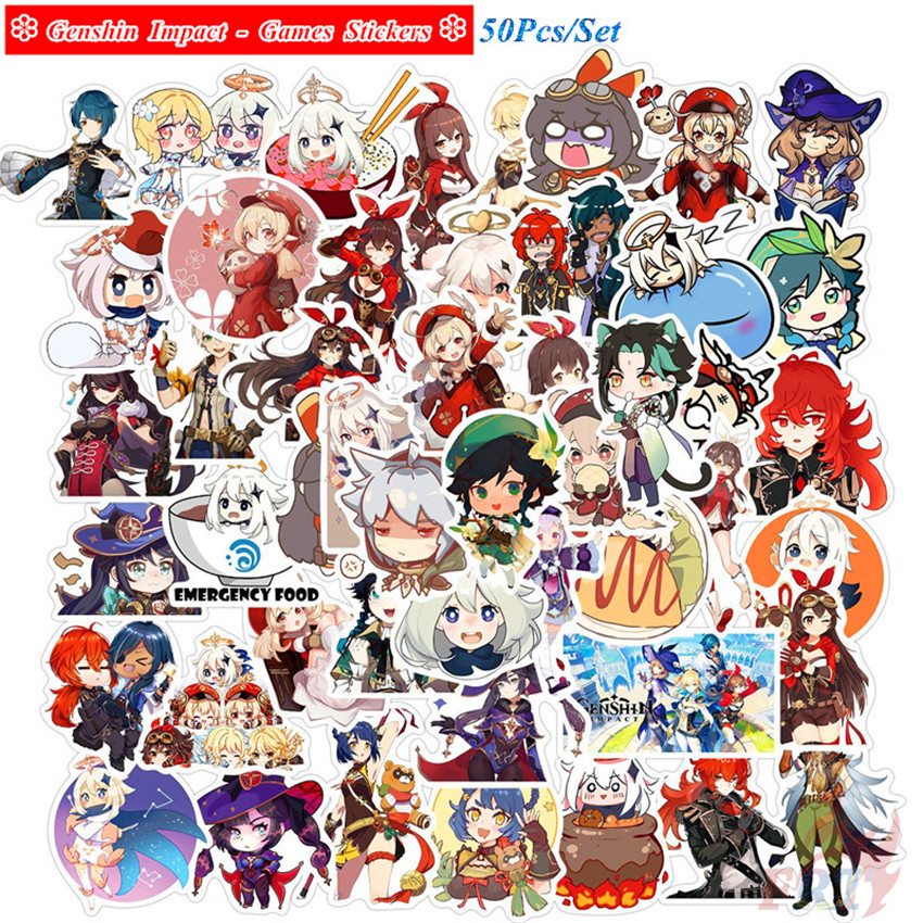 ❉ Genshin Impact - Series 01 Cartoon Games Stickers ❉ 50Pcs/Set DIY Fashion Luggage Laptop Skateboard Doodle Decals Stickers