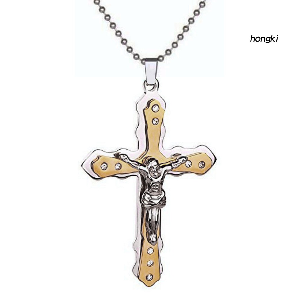 Vòng cổ mặt thánh giá đính đá pha lê thời trang cho nam