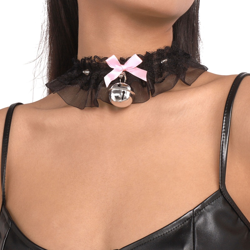 Vòng Cổ Choker Ren Hoa Phối Chuông Phong Cách Gothic