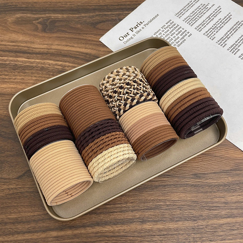 Bộ 18 Dây Thun Cột Tóc Co Giãn Phong Cách Hàn Quốc Đơn Giản Dành Cho Nữ