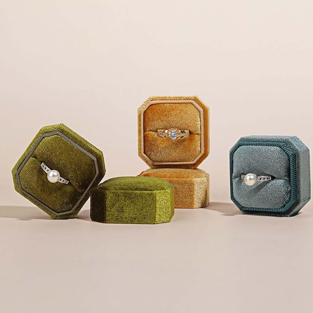 DANILO Hộp Đựng Nhẫn Cưới Hình Bát Giác Bằng Nhung Phong Cách Vintage