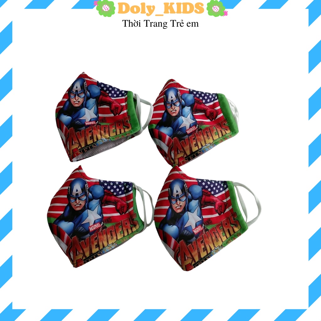 Khẩu trang cho bé Doly kids, khẩu trang vải bé trai bé gái hình siêu nhân cho bé KTV01, Đồ bé trai bé gái 1-6T