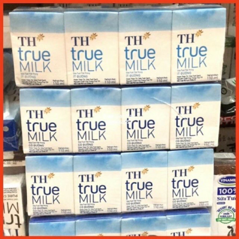 dây 4 hộp sữa tươi tiệt trùng th true milk có đường 110ml