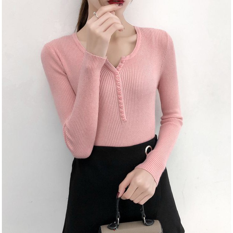 1Z12 Áo len tăm cúc ngực 12 cúc nhỏ phong cách Hàn Quốc Freesize 1026 | BigBuy360 - bigbuy360.vn