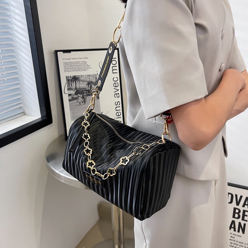 Túi da đeo vai IELGY mềm mại hình trụ phối dây xích thời trang cho nữ