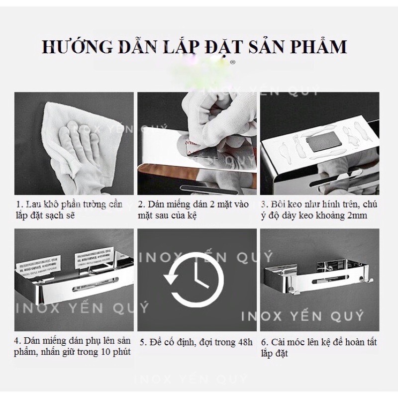 kệ góc thẳng dán tường hoặc bắt vít tặng kèm 2 móc treo