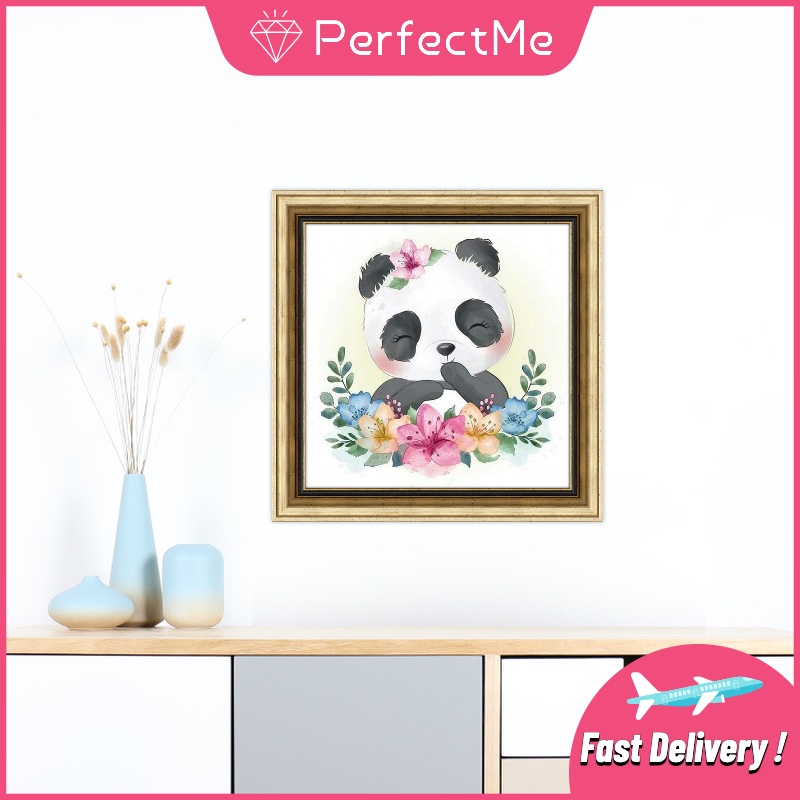 Bộ tranh đính đá 5D tự làm hình gấu trúc 30*30cm