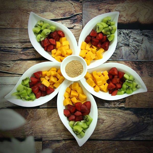 Set bát đĩa đồ ăn khay lá xếp cánh hoa Thuyền trắng trơn
