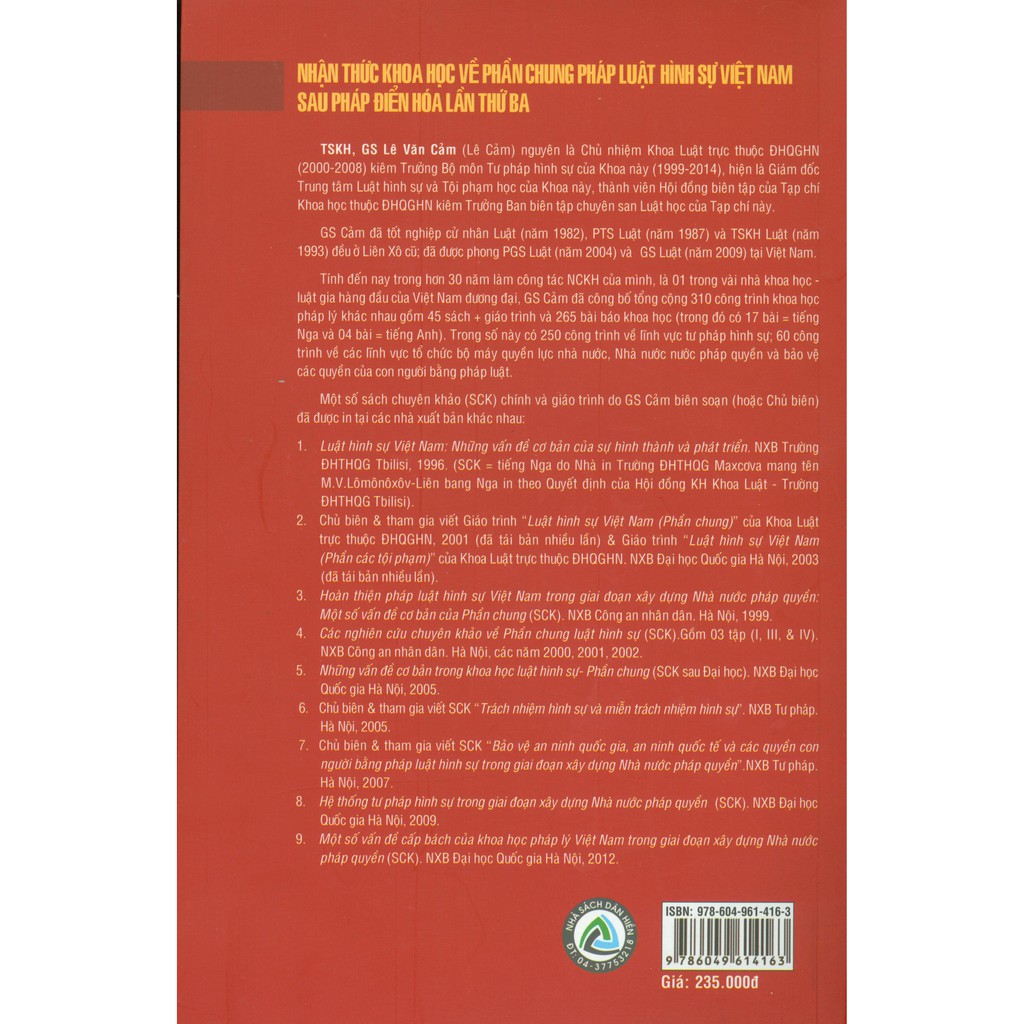 Sách - Nhận Thức Khoa Học Về Phần Chung Pháp Luật Hình Sự Việt Nam Sau Pháp Điển Hóa Lần Thứ Ba | BigBuy360 - bigbuy360.vn