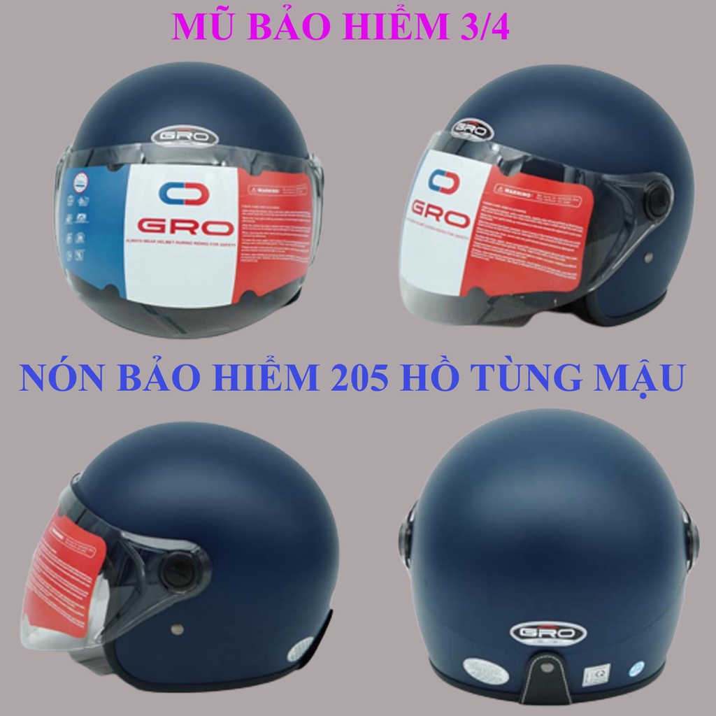 Nón bảo hiểm Nữ che mặt 3/4 Chính Hãng GRO : Thời trang - Trẻ trung - Phong cách - An Toàn