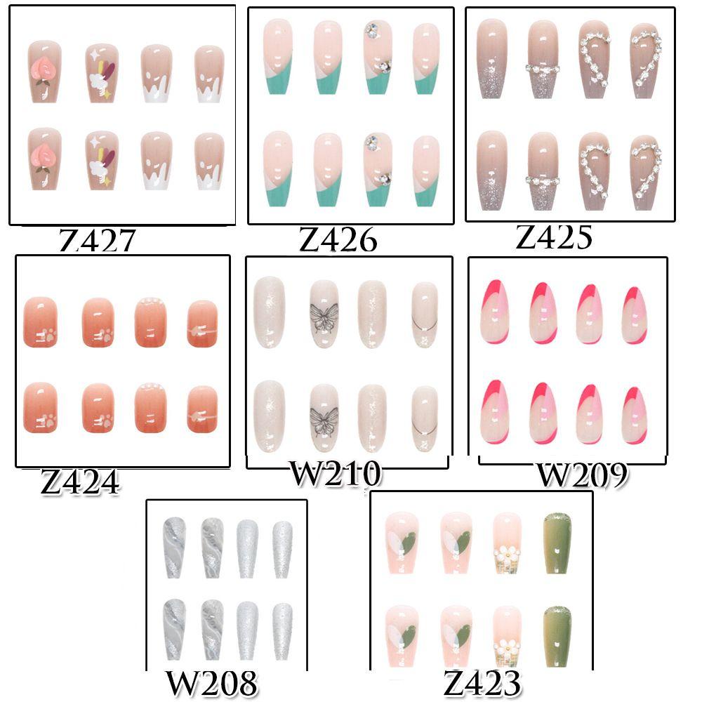 Set 24 Móng Tay Giả Kiểu Pháp Màu Vàng Kim|Hoa Giả Trang Trí Nhà Cửa|Bộ Móng Tay Giả Hình Trái Tim Xinh Xắn