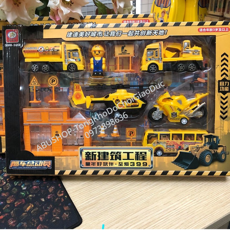 Đồ chơi mô hình xe công trường vàng  Đồ chơi ô tô thiết kế đẹp mắt kèm hộp đựng có quai xách
