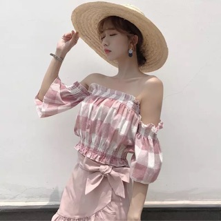 Áo kẻ trệt vai