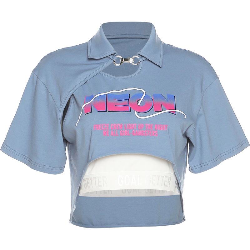 Áo Thun Croptop Tay Ngắn Dáng Rộng Màu Sắc Trơn Thời Trang Mùa Hè Dành Cho Nữ