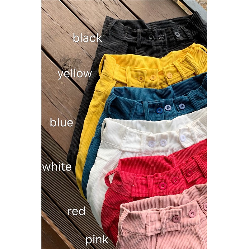 (ORDER) Quần shorts nữ ống lửng nhung tăm nhiều màu cạp cao style retro cá tính Hàn Quốc (HOT NEW 2020)