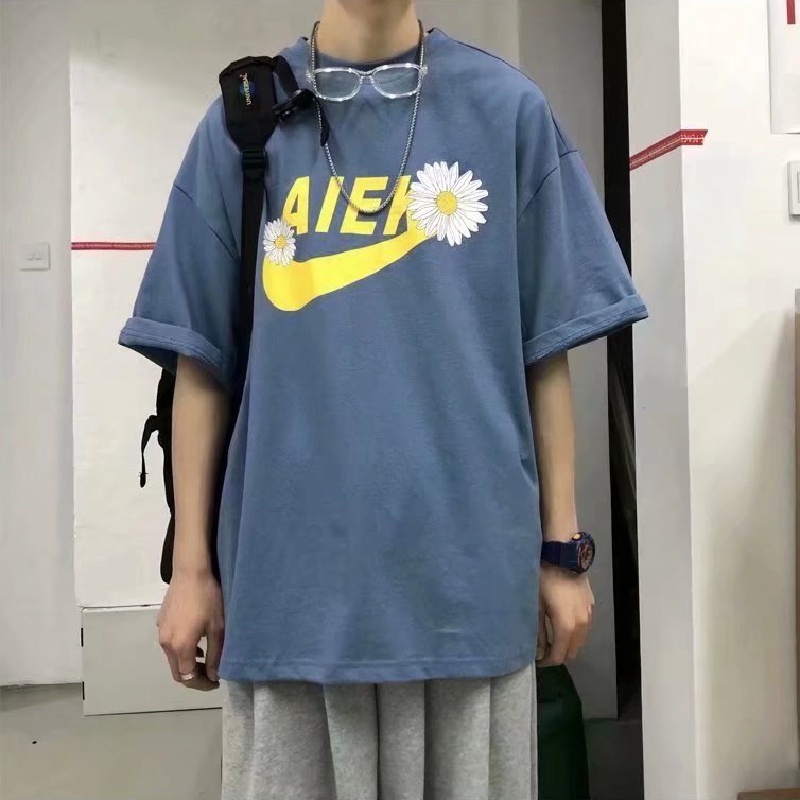 Áo Thun Tay Ngắn Dáng Rộng In Hình Biểu Tượng Cảm Xúc Kiểu Hip-Hop Đường Phố Nhật Bản Cá Tính Cho Nam