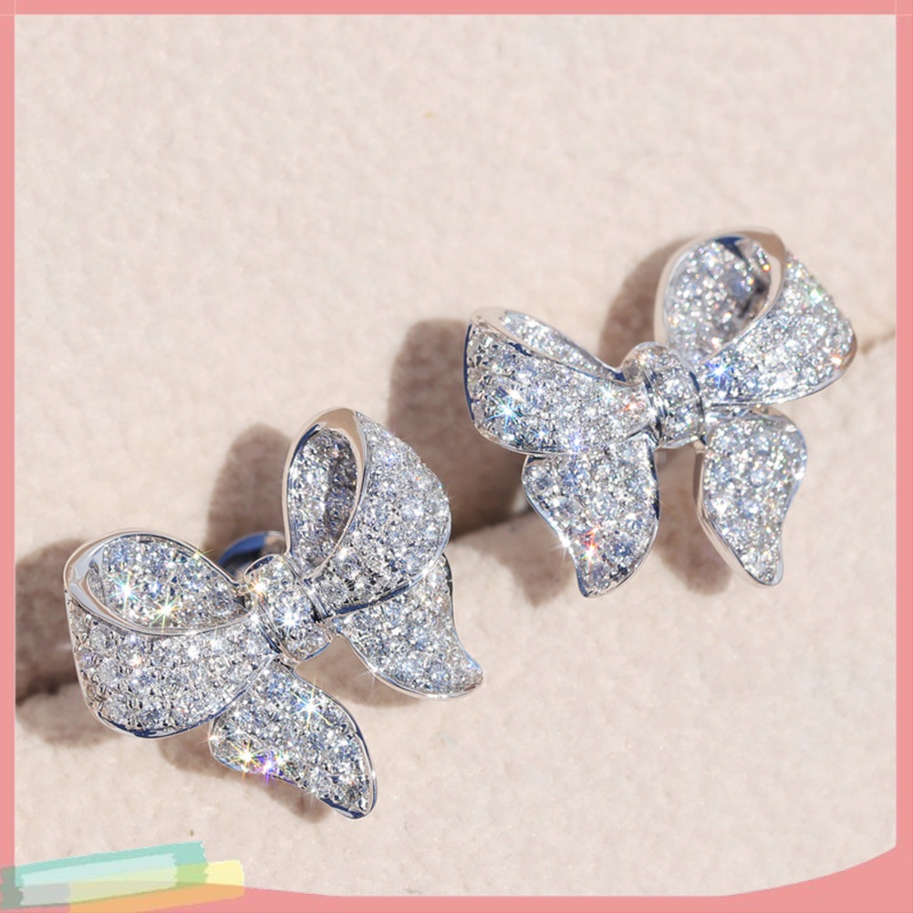 Đôi Khuyên Tai HìNh Nơ ĐíNh Zirconia LấP LáNh ThờI Trang Cho Nữ