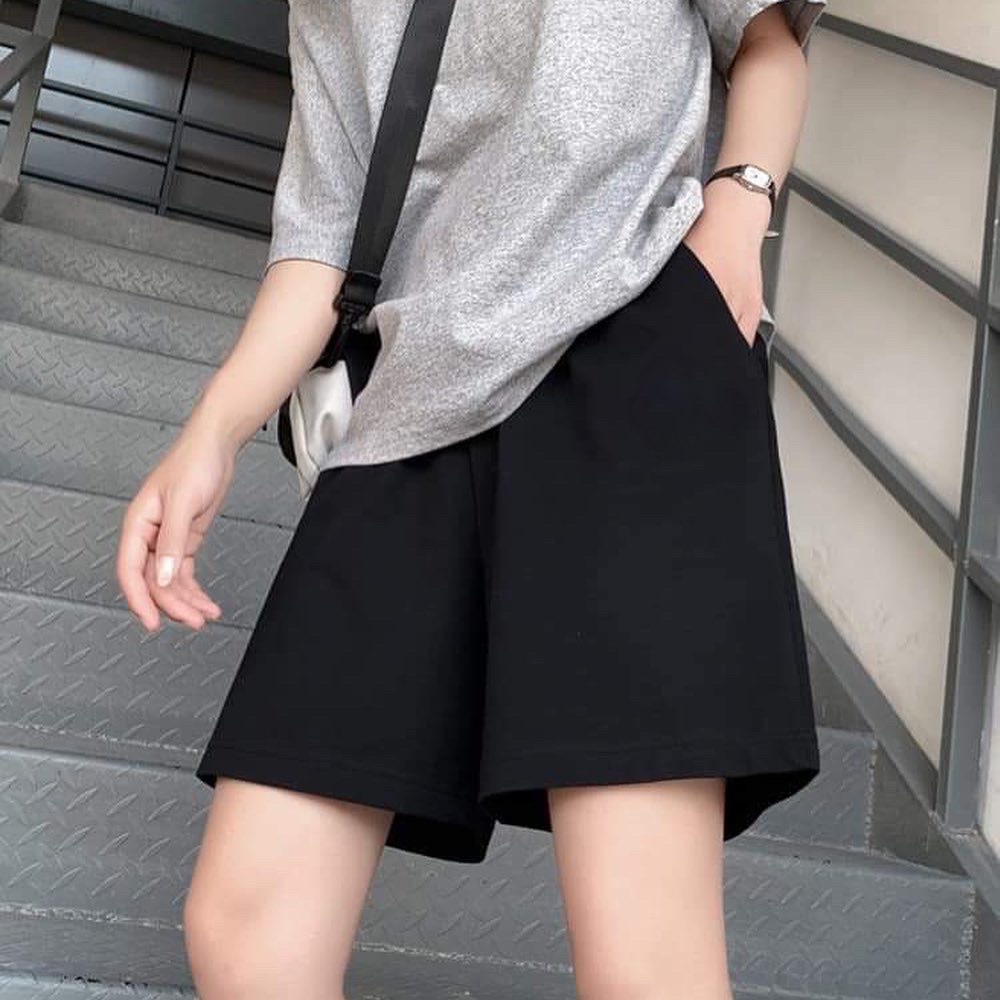 Quần short nam nữ Lylyshop chất umi cotton mịn lì kiểu quần đùi ống rộng unisex phong cách cá tính có size M,L | BigBuy360 - bigbuy360.vn