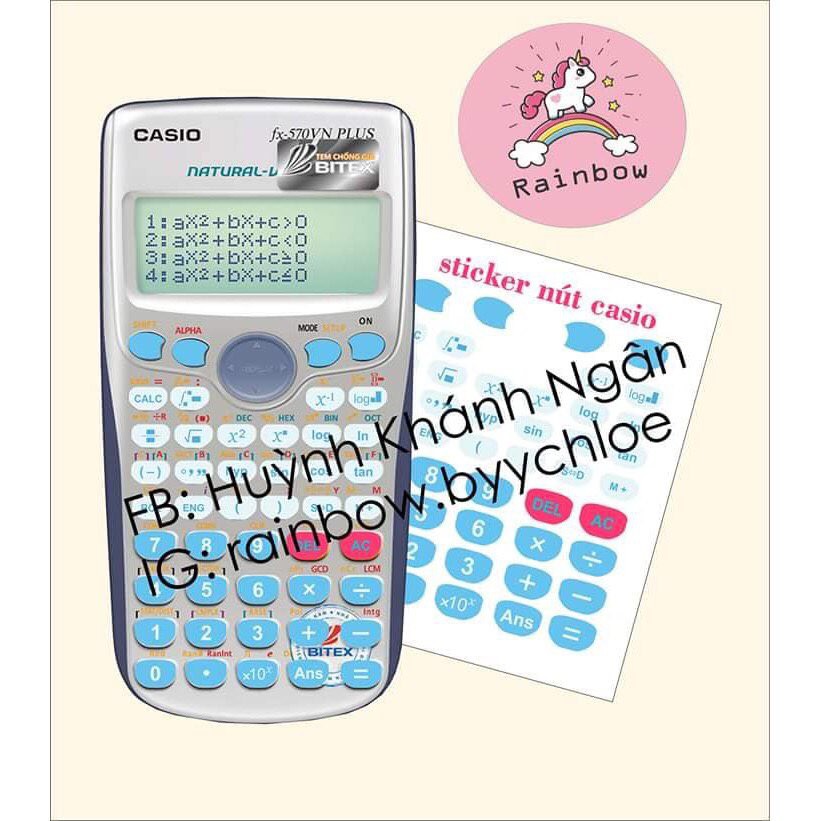 miếng dán nút phím xanh biển máy tính bỏ túi cầm tay casio fx 570 vn plus
