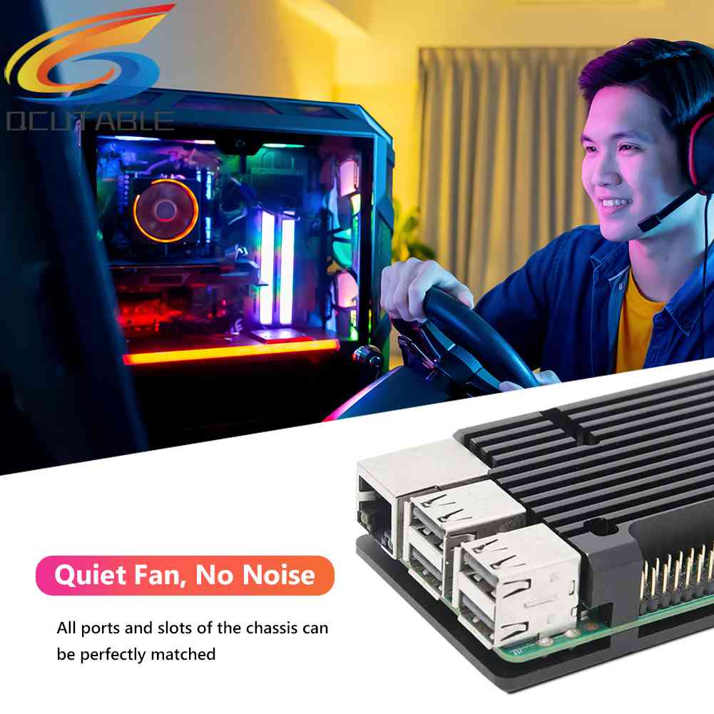 Vỏ Nhôm Làm Mát Hai Quạt Cho Raspberry Pi 3 Model B +