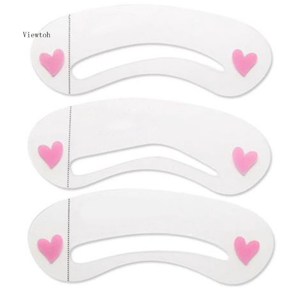 *˚View*✧⁺3Pcs Reusable Eyebrow Drawing Guide Card Assistant Template Brow Makeup Stencil