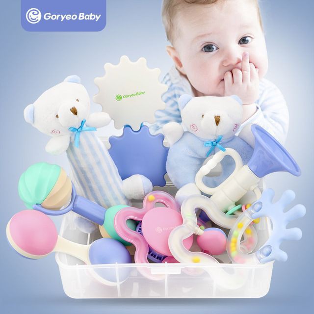 Bộ đồ chơi xúc xắc 9 món cho bé GORYEO BABY, set lúc lắc gấu phát triển trí tuệ - Monnie Kids