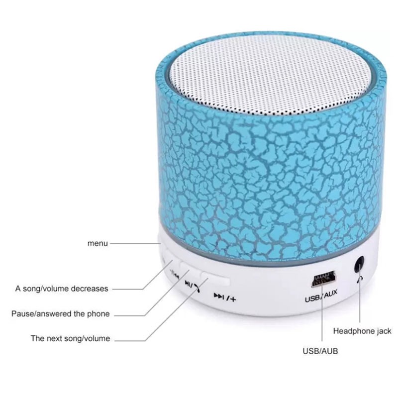 Loa bluetooth không dây mini có đèn LED tiện dụng hỗ trợ thẻ TF và cổng USB cùng micro phát nhạc/phát đài FM thông dụng