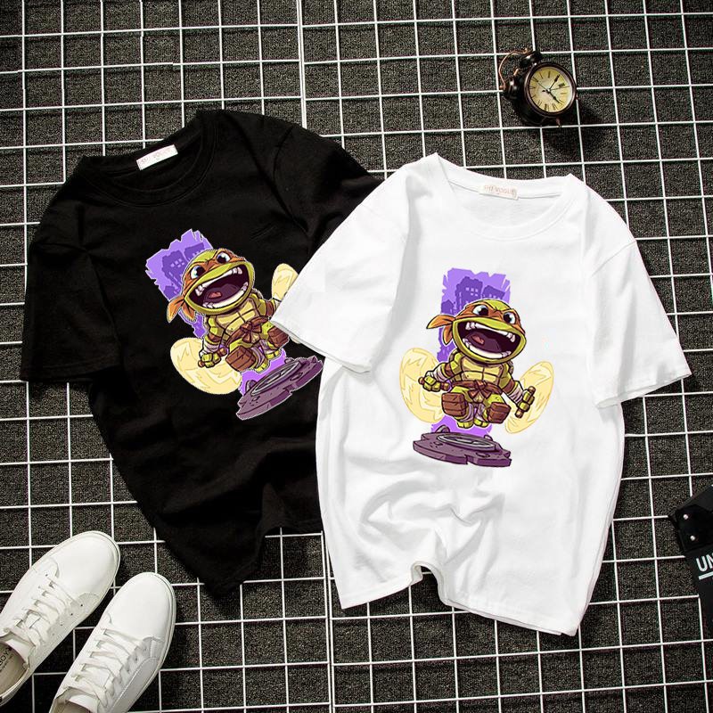 Áo thun unisex Hàn Quốc in chibi ninja rùa vải dày mịn 2019T1048