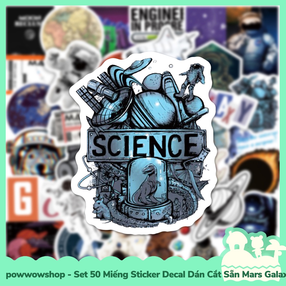 [Sẵn VN - Hỏa Tốc] Set 50 Miếng Sticker Decal Cắt Sẵn DIY Dán Trang Trí Vật Dụng Mẫu Mars Galaxy Engineer