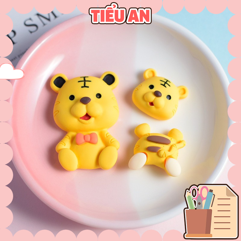 Charm (C270) slime/ Dụng Cụ Charm Trang Trí [Ko Keo &amp; Nút]  Chú Hổ Vàng May Mắn Năm 2022