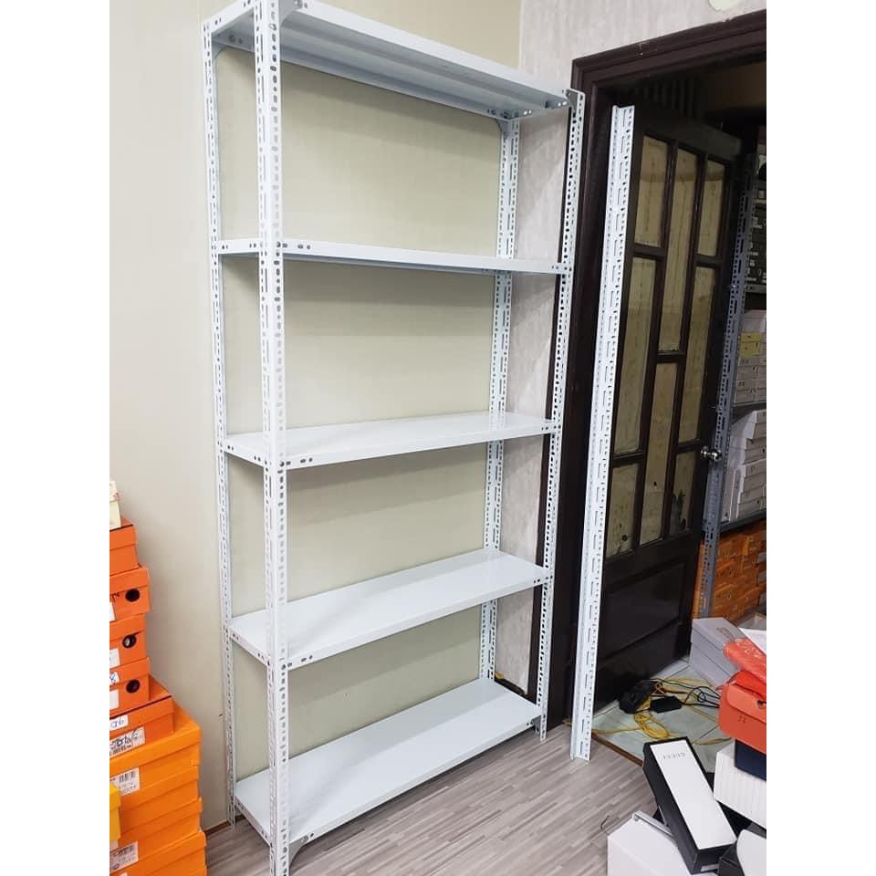 Kệ sắt v lỗ 2,3,4,5 tầng Dài 120 Rộng 30 Cao 80, 100, 120, 150, 200cm đủ số tầng, có 2 màu XÁM GHI và TRẮNG SỮA