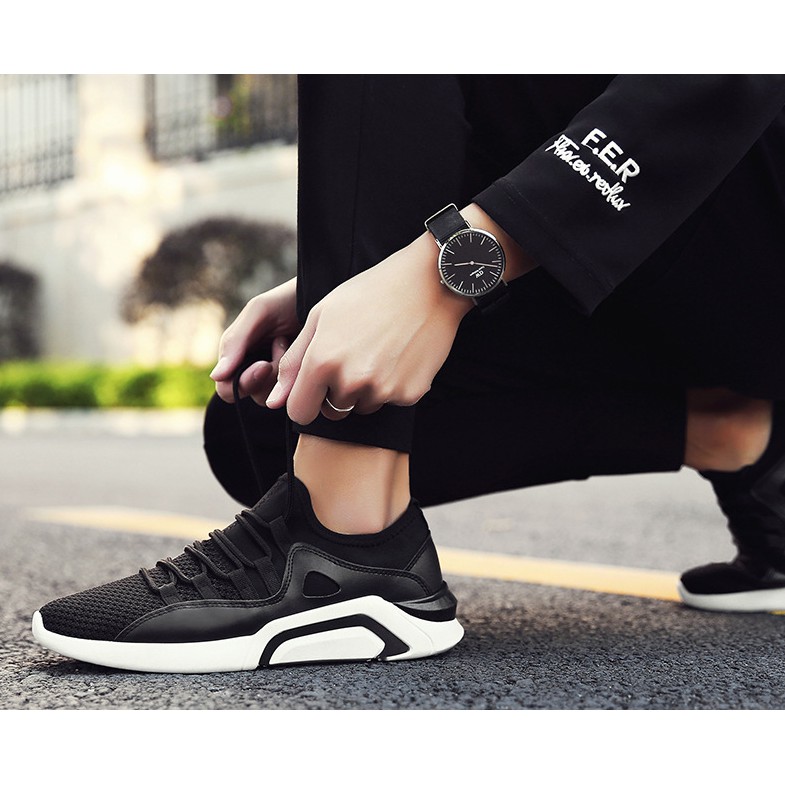 Giày thể thao sneaker nam D45, phong cách trẻ trung năng động, đế cao su non đi cực êm