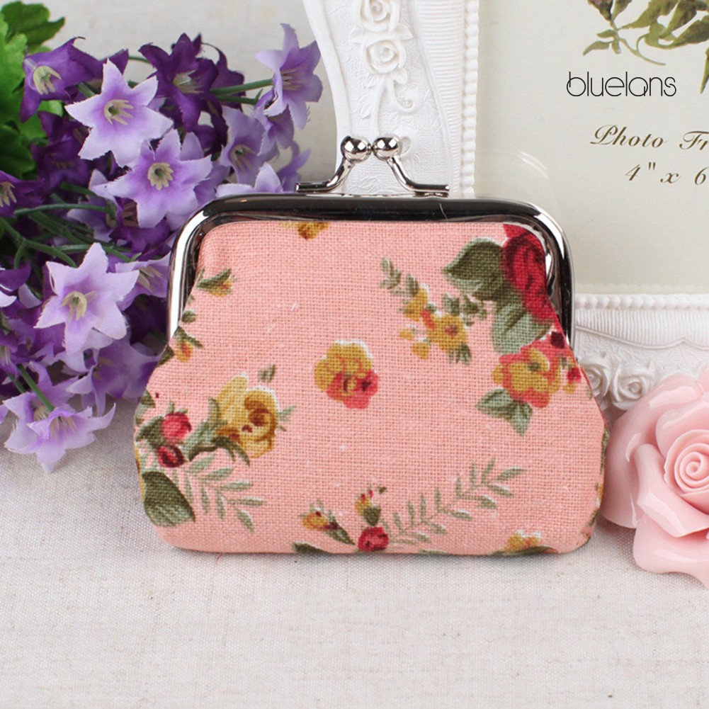 Đèn bluelans bluelans♘Ví Canvas Họa Tiết Hoa Vintage Đựng Tiền Xu / Thẻ