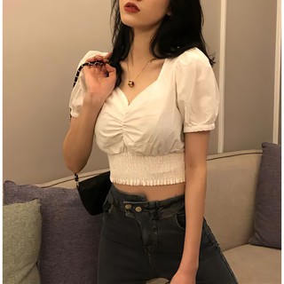 ÁO CROPTOP CÚP NGỰC TAY PHỒNG