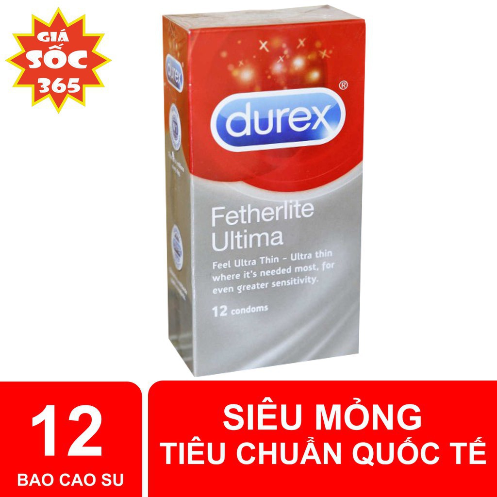 Bao cao su [COMBO 2 HỘP] DUREX Fetherlite Ultima  siêu mỏng 12bao / 1 hộp